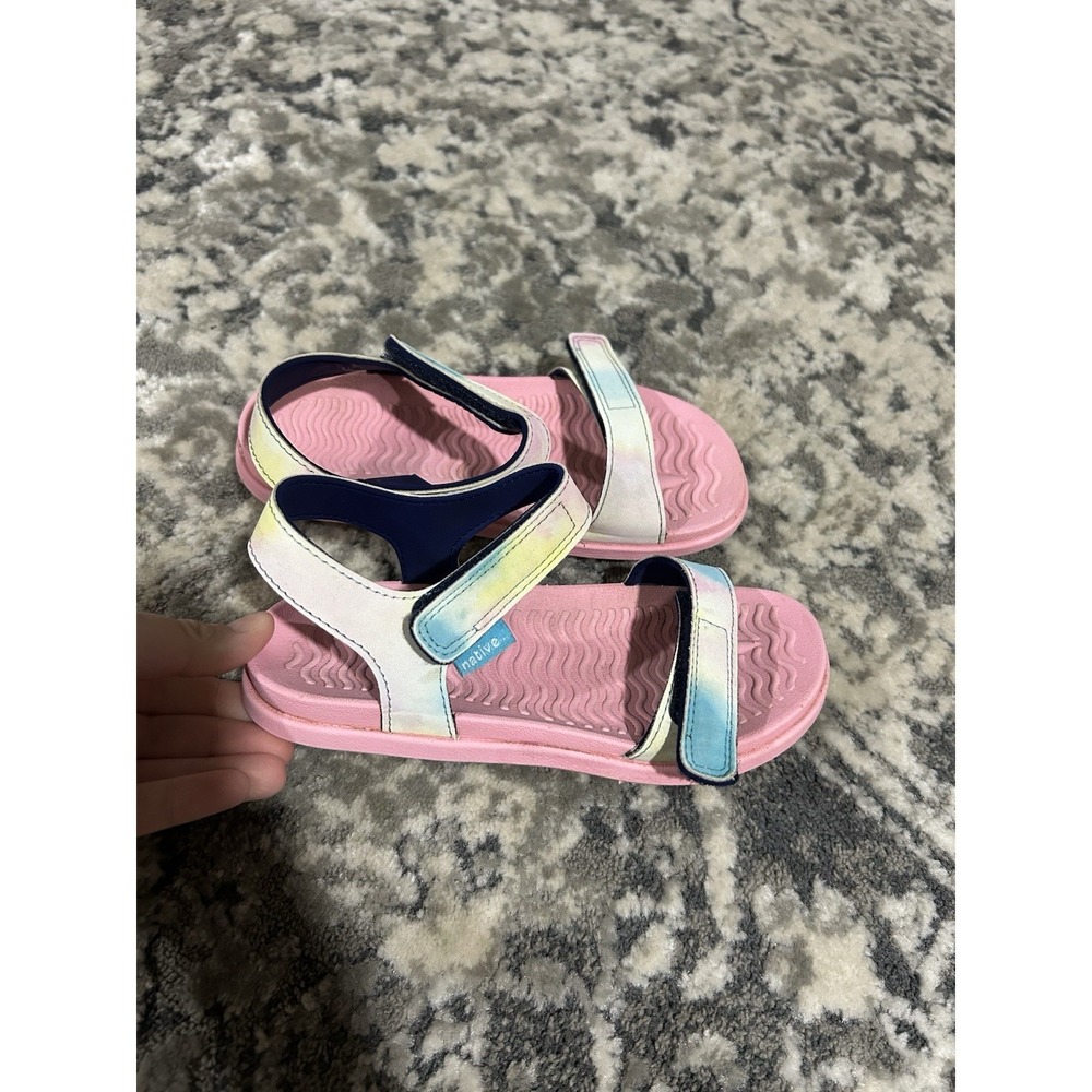 Girls Native Sandals Pink/rainbow Size 12 Straps